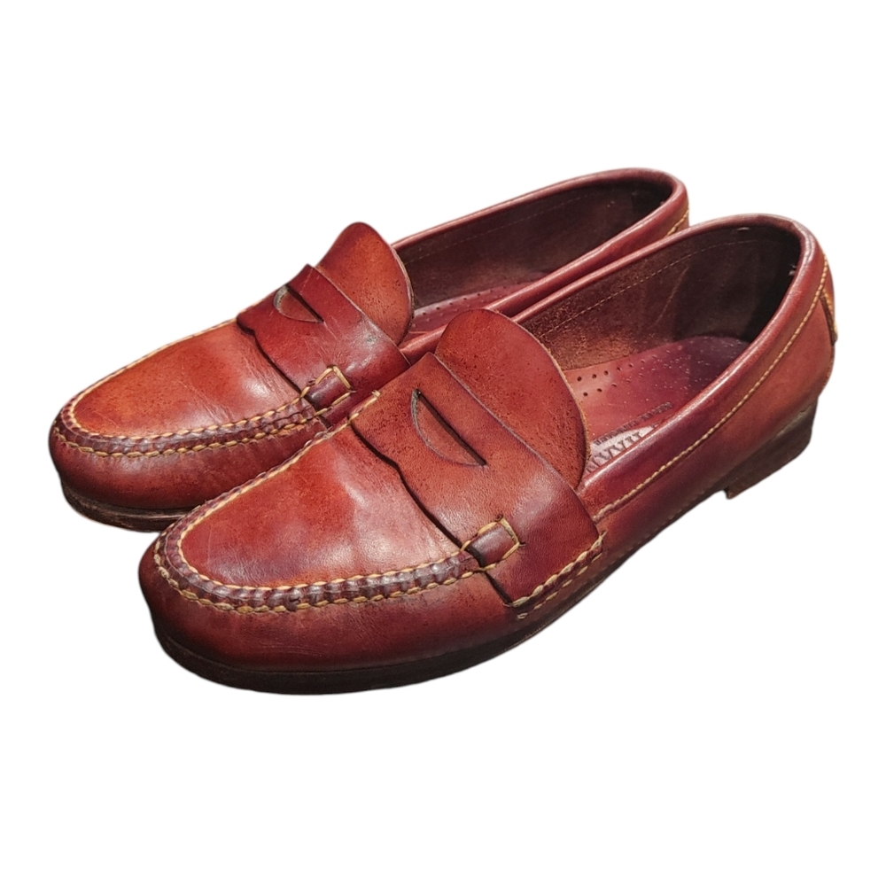 Cole Haan Brown Cognac Leather Slip On Penny Loafers Womens Size 8